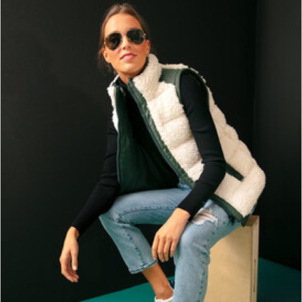 Tuckernuck Faux Leather & Shearling Reversible Beckham Vest NWOT S